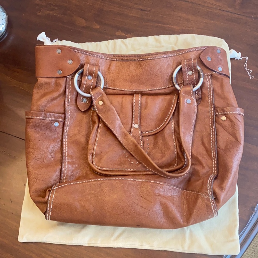 brown leather shoulder bag